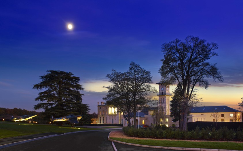Front of Bentley Priory Museum at night